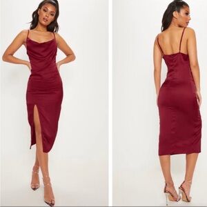 PrettyLittleThing Burgundy Slip Dress NWT